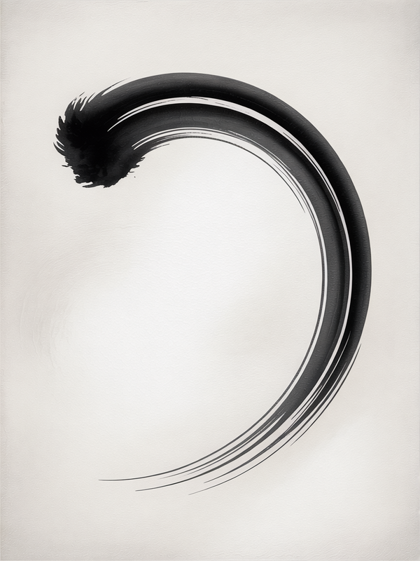 Serene Sumi-e Brush Stroke Framed Art