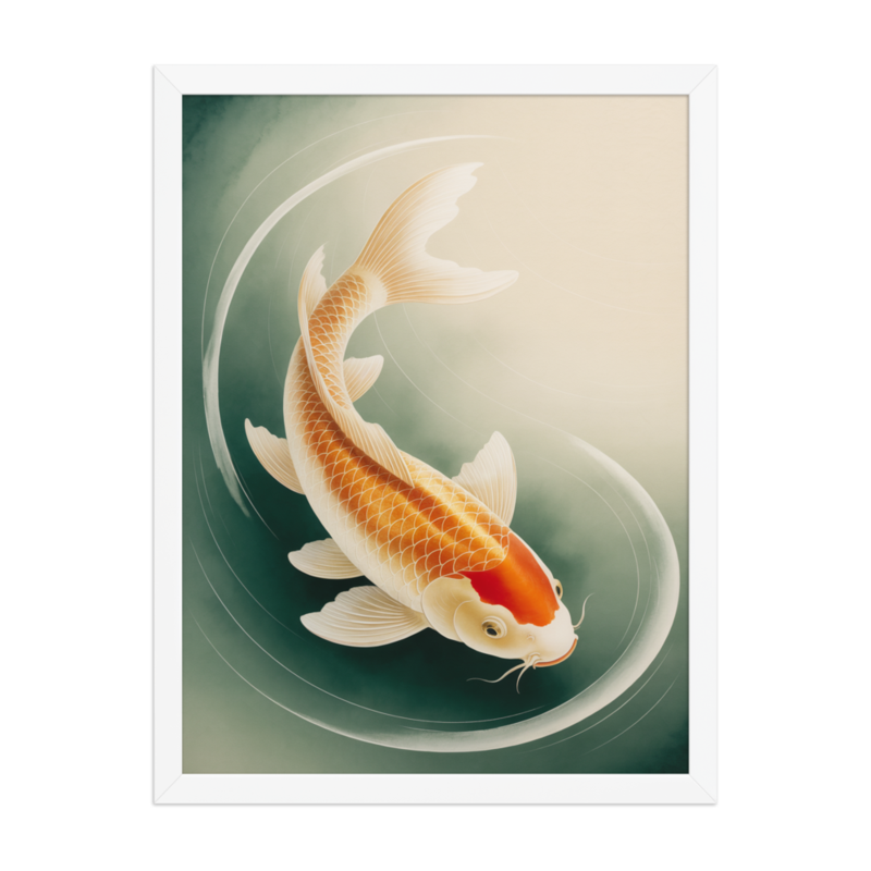 Serene Koi Fish Minimalist Framed Poster