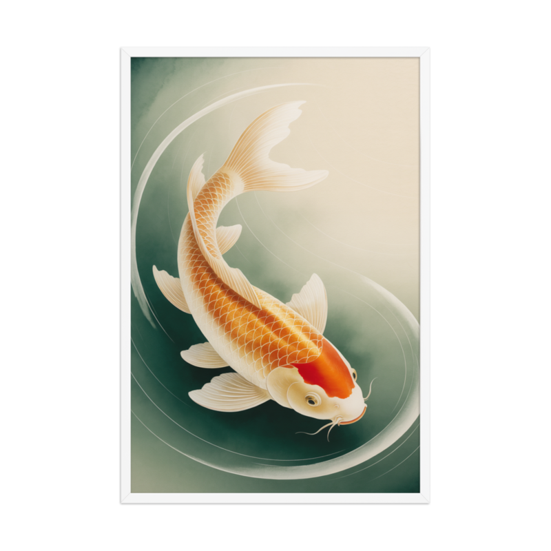 Serene Koi Fish Minimalist Framed Poster