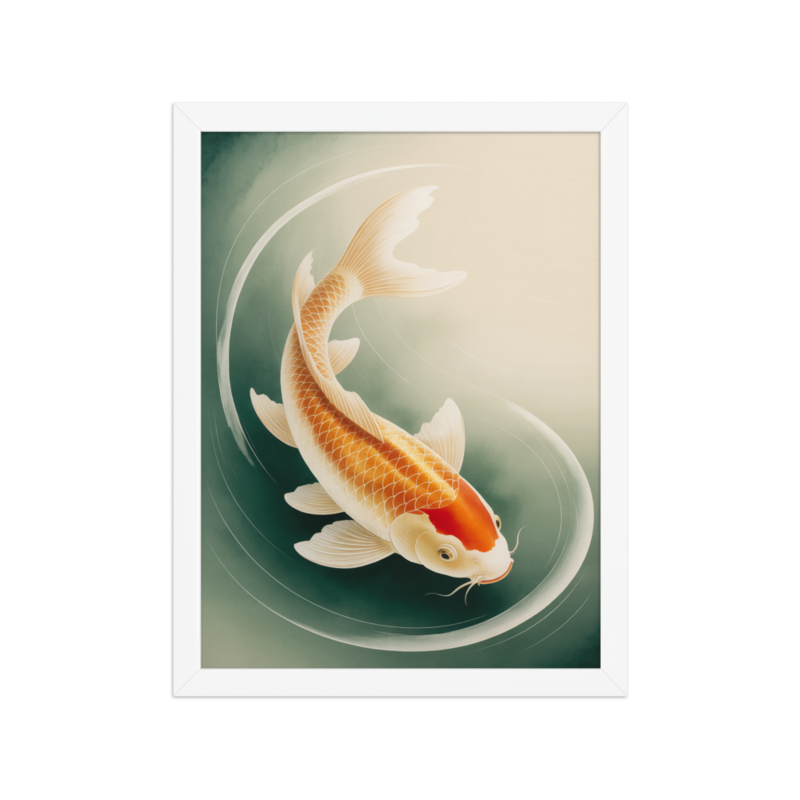Serene Koi Fish Minimalist Framed Poster