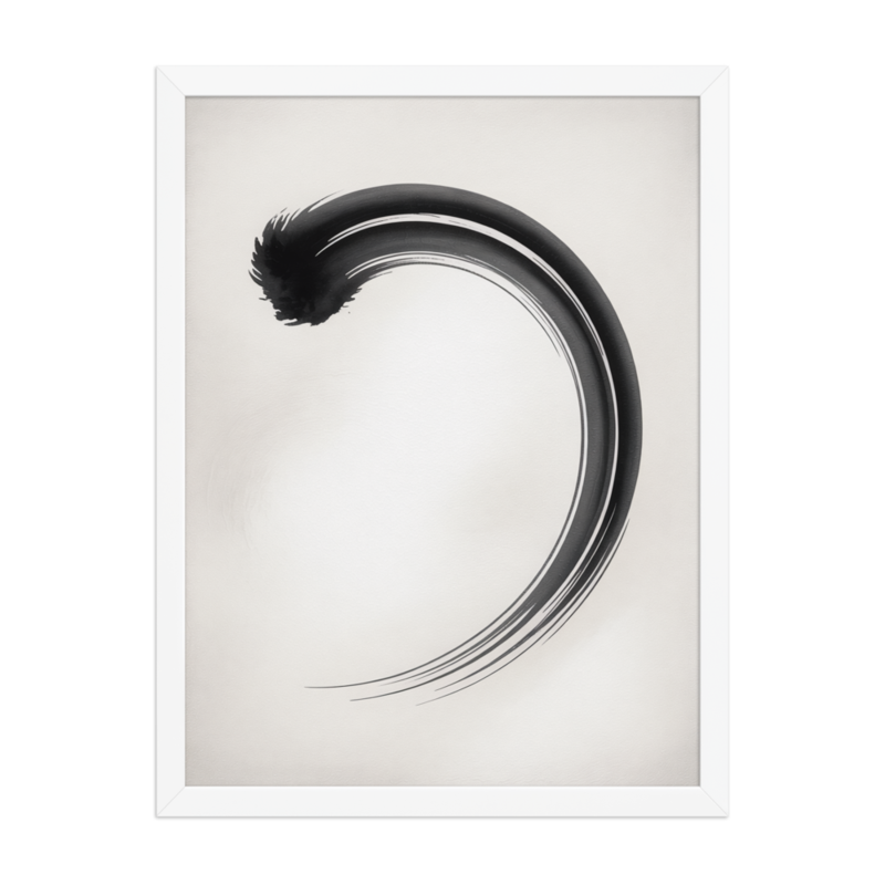 Serene Sumi-e Brush Stroke Framed Art