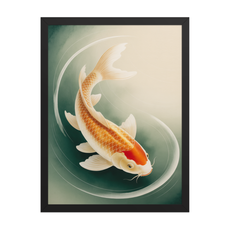 Serene Koi Fish Minimalist Framed Poster