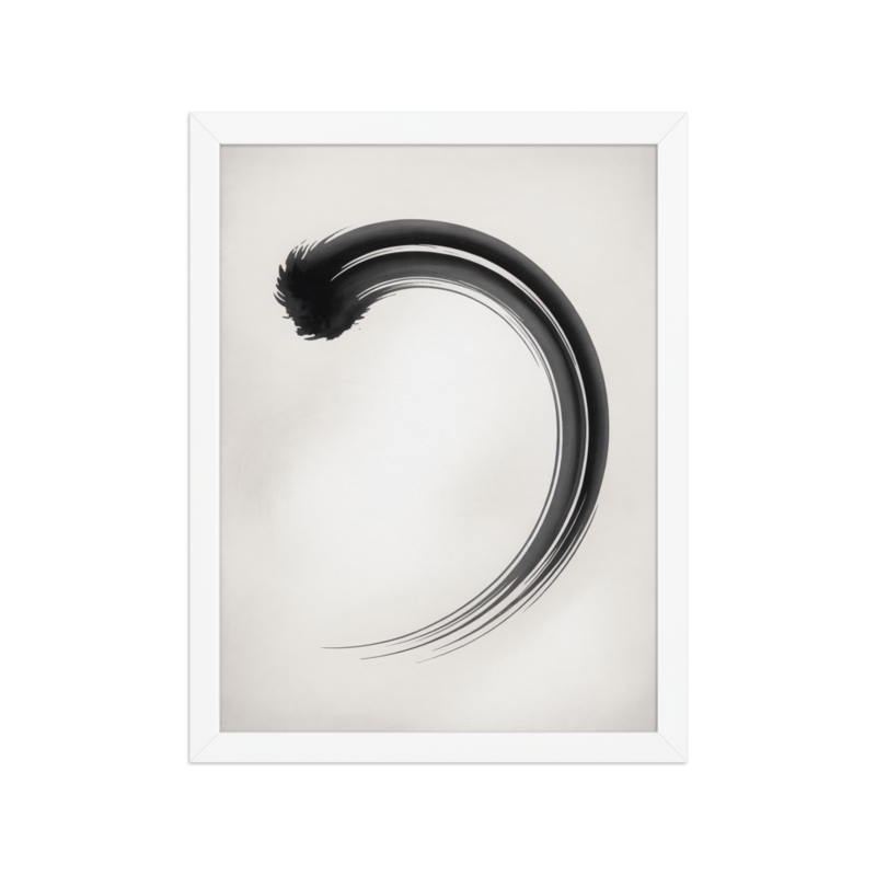 Serene Sumi-e Brush Stroke Framed Art